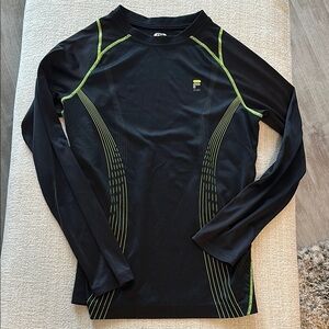 Fila Black and Green Long Sleeve Athletic Shirt